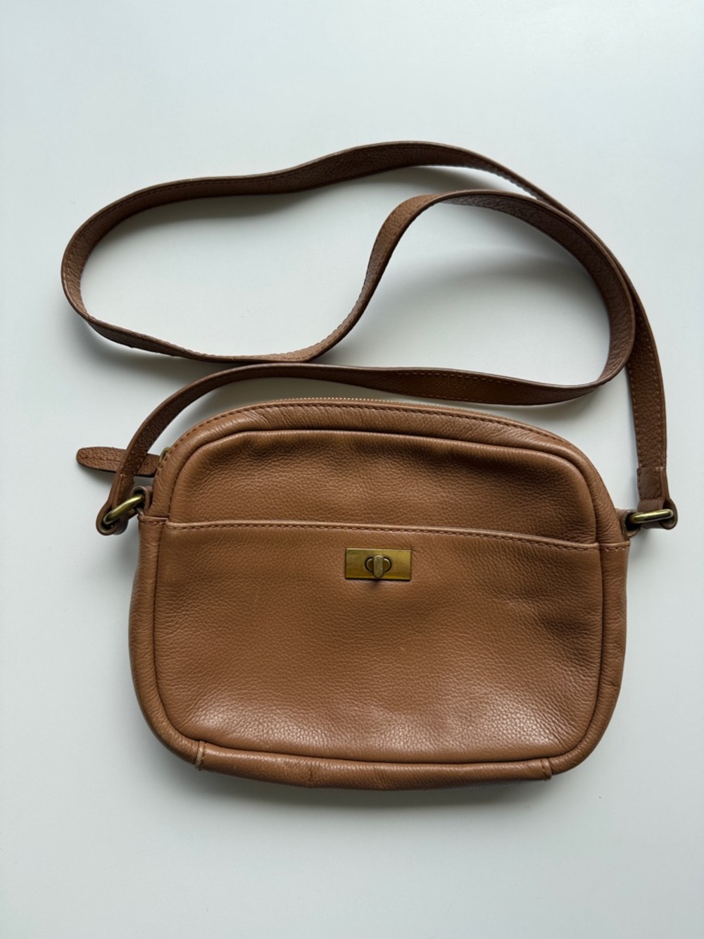 J.Crew Tan beige leather crossbody bag purse OS